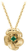 14K Yellow Gold Single Flower Birthstone Pendant with Chatham Emerald