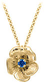 14K Yellow Gold Single Flower Birthstone Pendant with Chatham Sapphire