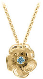 14K Yellow Gold Single Flower Birthstone Pendant with Blue Topaz