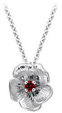 14K White Gold Single Flower Birthstone Pendant with Garnet