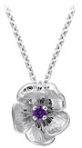 14K White Gold Single Flower Birthstone Pendant with Amethyst