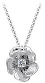 14K White Gold Single Flower Birthstone Pendant with Diamond