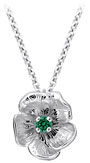 14K White Gold Single Flower Birthstone Pendant with Chatham Emerald