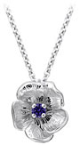 14K White Gold Single Flower Birthstone Pendant with Alexandrite