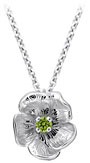 14K White Gold Single Flower Birthstone Pendant with Peridot