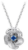 14K White Gold Single Flower Birthstone Pendant with Chatham Sapphire