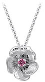 14K White Gold Single Flower Birthstone Pendant with Pink Tourmaline