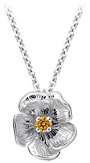 14K White Gold Single Flower Birthstone Pendant with Citrine