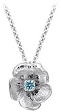 14K White Gold Single Flower Birthstone Pendant with Blue Topaz