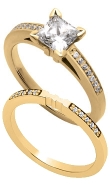 14K Yellow Gold Diamond Engagement Ring with Matching Diamond Band (.19 ct.tw.)
