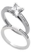 Platinum Diamond Engagement Ring with Matching Diamond Band (.19 ct.tw.)