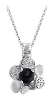 TruSilver Modern Flower Pendant with Black Onyx