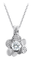 TruSilver Modern Flower Pendant with Cubic Zirconia