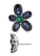 Platinum Sapphire and Emerald Flower Earrings with 12 gemstones (8.53 ct wt)