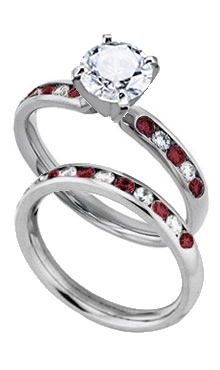 palladium 3 mm comfort fit engagement ring with channel set diamond and red ruby side stones with matching wedding band - Ruby Wedding Ring Sets palladium 3 mm comfort fit engagement ring with channel set diamond and red ruby side stones with matching wedding band - Ruby Wedding Ring Sets