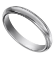 Platinum 3 mm Half Round Woman's Band with Grooved Sides